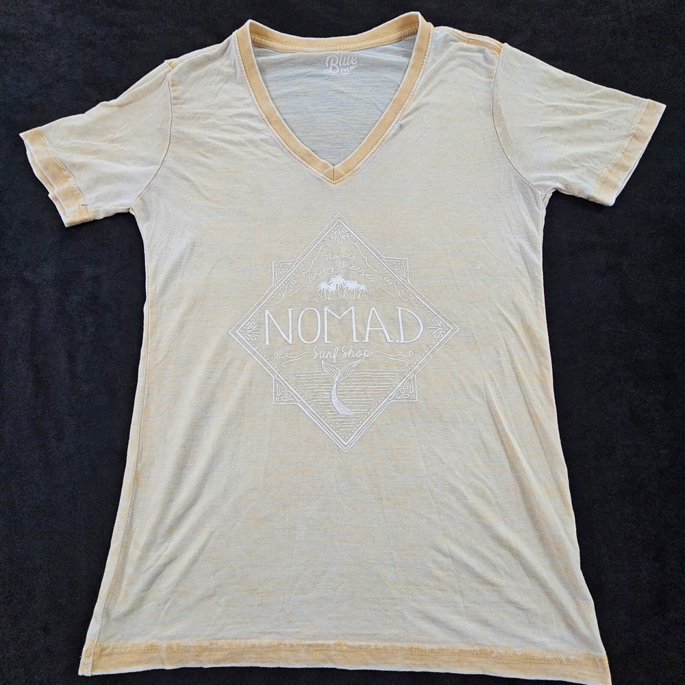 Nomad Surf Shop Yellow Short Sleeve Cotton Blend Burnout T-Shirt Women's S